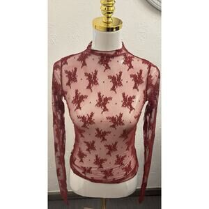 Intimately Free People Lace Sheer Lady Lux Layering Top Whimsigoth Thumbhole Sm